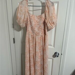 Elegant Peach Floral Dress